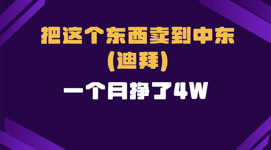 跨境电商一个人在家把货卖到迪拜,暴力项目拆解-猴哥VIP资源站
