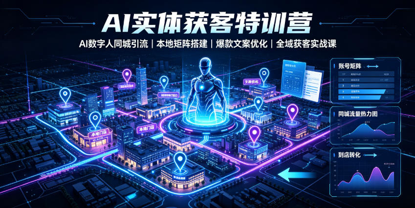 AI实体获客特训营|AI数字人同城短视频引流,本地矩阵账号搭建,爆款文案优化全域拓客落地实战课-猴哥资源站