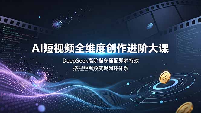 AI短视频全维度创作进阶大课,DeepSeek高阶指令搭配即梦特效,搭建短视频变现闭环体系-猴哥VIP资源站