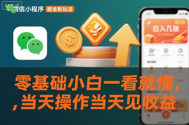 微信小程序掘金新玩法，日入几张，零基础小白一看就懂，当天操作当天见收益【揭秘】-猴哥VIP资源站