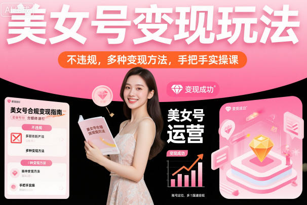 美女号变现玩法,不违规,多种变现方法,手把手实操课-猴哥VIP资源站