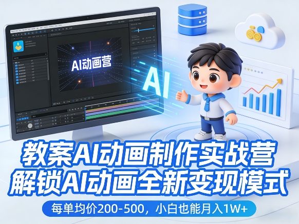 教案AI动画制作实战营,解锁AI动画全新变现模式,每单均价200-500,小白也能月入1W+-猴哥VIP资源站