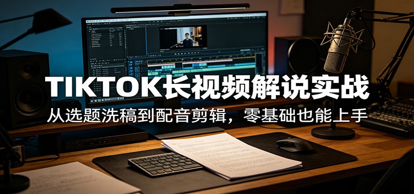 TIKTOK长视频解说实战:从选题洗稿到配音剪辑,零基础也能上手-猴哥VIP资源站