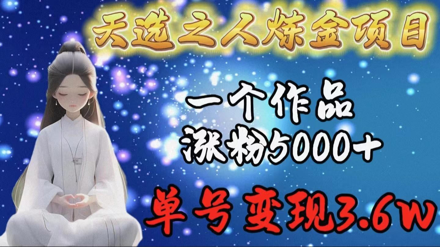 (9693期)天选之人炼金项目，一个作品涨粉5000+，单号变现3.6w-猴哥VIP资源站