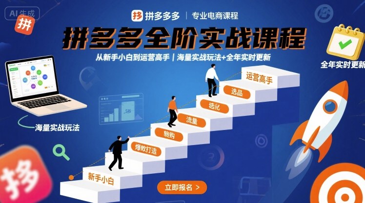 拼多多全阶实战课程，从新手小白到运营高手，海量实战玩法+全年实时更新【2025年10月更新】-猴哥VIP资源站