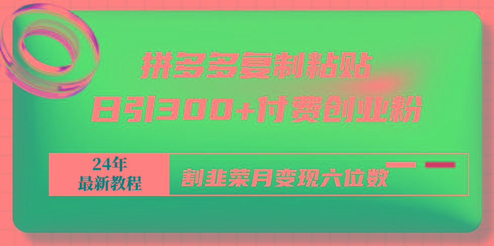 拼多多复制粘贴日引300+付费创业粉,割韭菜月变现六位数最新教程!-猴哥VIP资源站