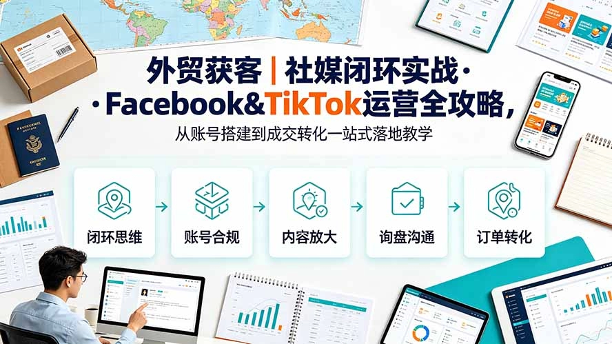 外贸社媒闭环实战，FB+TK运营从账号搭建到成交转化-创享网