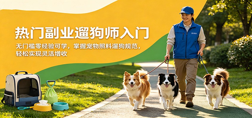 热门副业遛狗师入门，无门槛零经验可学，掌握宠物照料遛狗规范，轻松实现灵活增收-猴哥VIP资源站