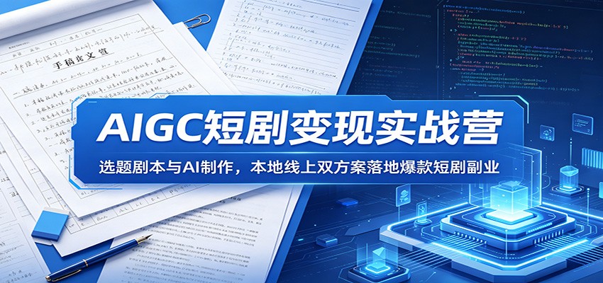 AIGC短剧变现实战营：选题剧本与AI制作，本地线上双方案落地爆款短剧副业-猴哥VIP资源站