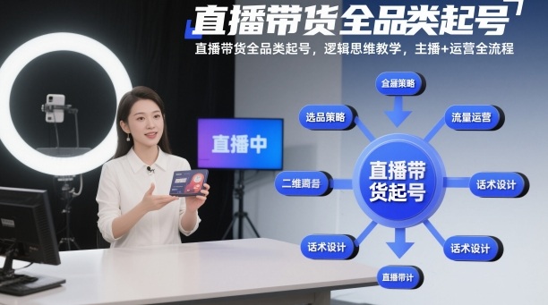 直播带货全品类起号，逻辑思维教学，主播+运营全流程-猴哥VIP资源站