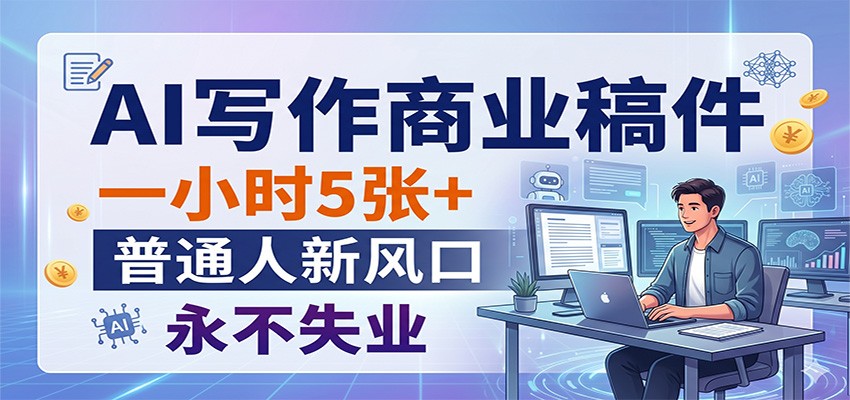 AI写作商业稿件,一小时5张+,普通人新风口,永不失业-猴哥VIP资源站