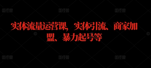 实体流量运营课,实体引流、商家加盟、暴力起号等