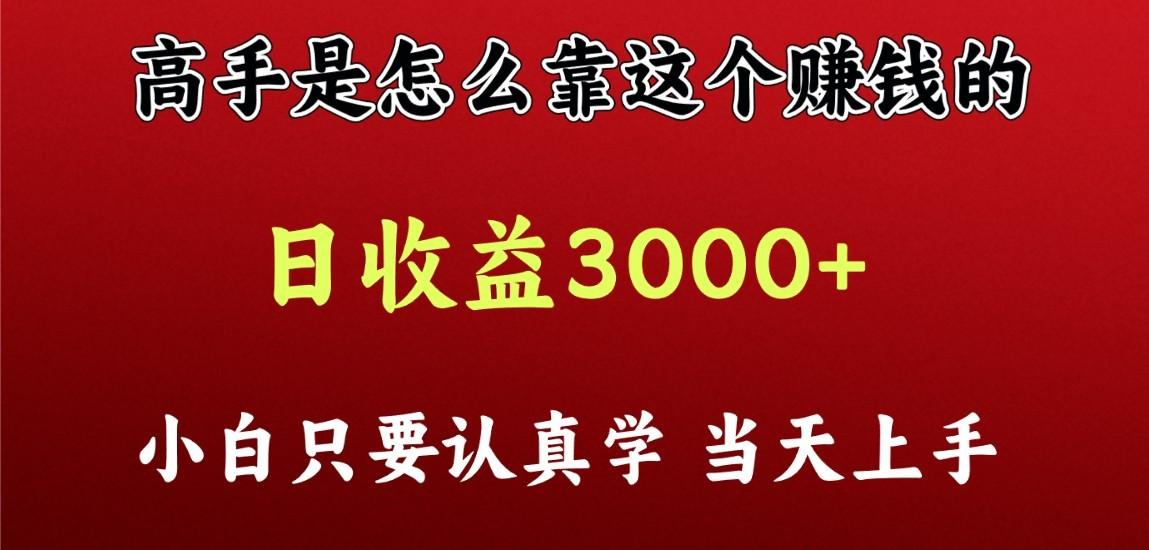 看高手是怎么赚钱的，一天收益至少3000+以上，小白当天上手-猴哥VIP资源站