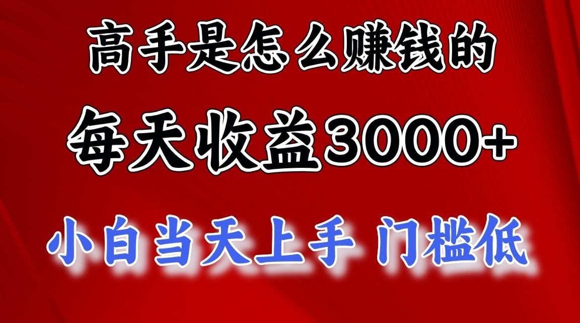 高手是怎么赚钱的，一天收益3000+，闷声发财项目，不是一般人能看懂的-猴哥VIP资源站