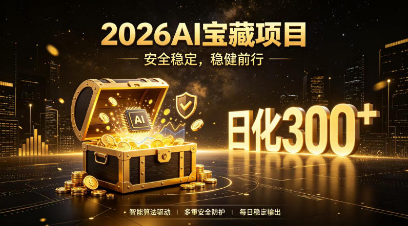 2026AI安全掘金项目，日化稳定300+，无需人为干预操作，当天见收益，操作简单【揭秘】-猴哥VIP资源站