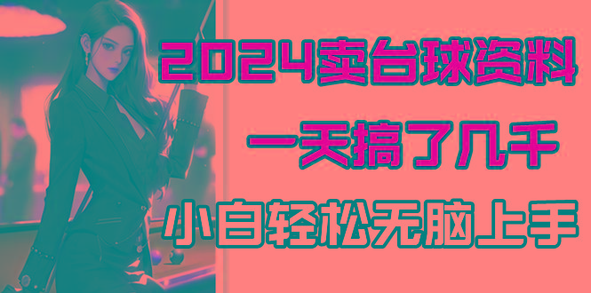 2024卖台球资料，一天搞了几千，小白轻松无脑上手-猴哥VIP资源站