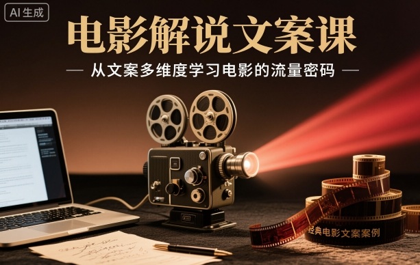 电影解说文案课,从文案多维度学习电影的流量密码-猴哥VIP资源站