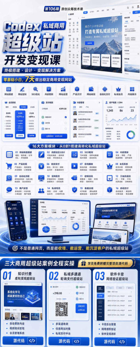 Codex私域商用超级站Ai开发变现课,7天带你从零基础到能自己动手做出能收钱、能运营、能沉淀客户的私域超级站-猴哥VIP资源站