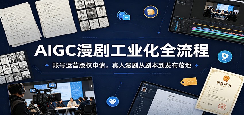 AIGC漫剧工业化全流程:账号运营版权申请,真人漫剧从剧本到发布落地-猴哥VIP资源站