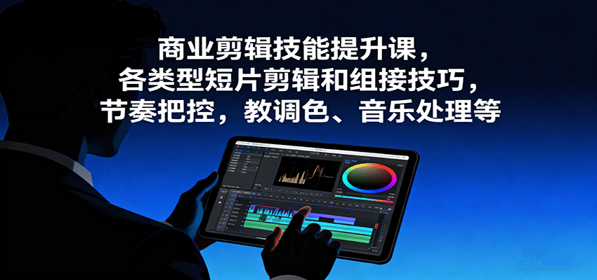 商业剪辑技能提升课，各类型短片剪辑和组接技巧，节奏把控，教调色、音乐处理等-猴哥VIP资源站