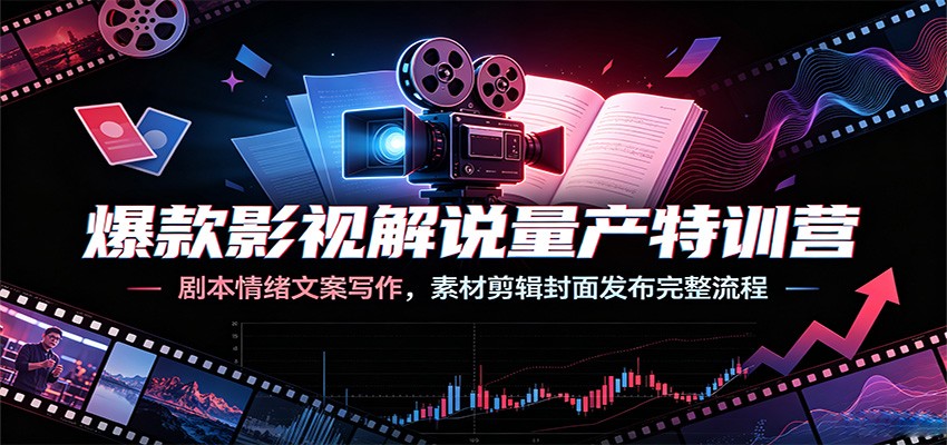 爆款影视解说量产特训营:剧本情绪文案写作,素材剪辑封面发布完整流程-猴哥VIP资源站