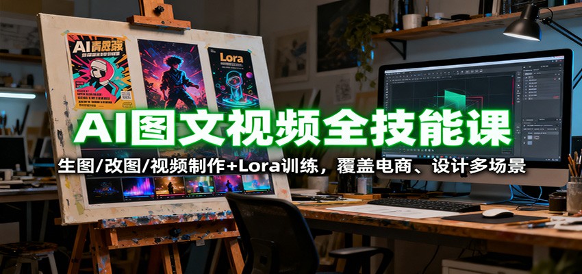AI图文视频全技能课：生图/改图/视频制作+Lora训练，覆盖电商 、设计多场景-猴哥VIP资源站