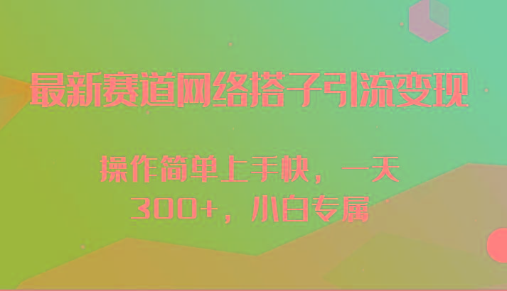 最新赛道网络搭子引流变现!!操作简单上手快，一天300+，小白专属-猴哥VIP资源站