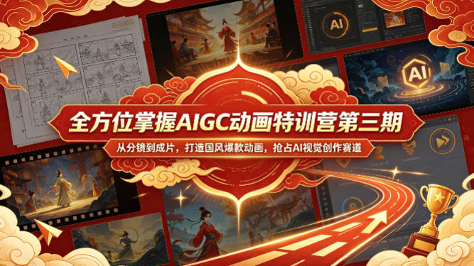 全方位掌握AIGC动画特训营第三期，从分镜到成片，打造国风爆款动画，抢占AI视觉创作赛道红利-猴哥VIP资源站
