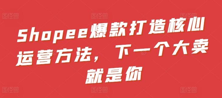 Shopee爆款打造核心运营方法，下一个大卖就是你-猴哥VIP资源站