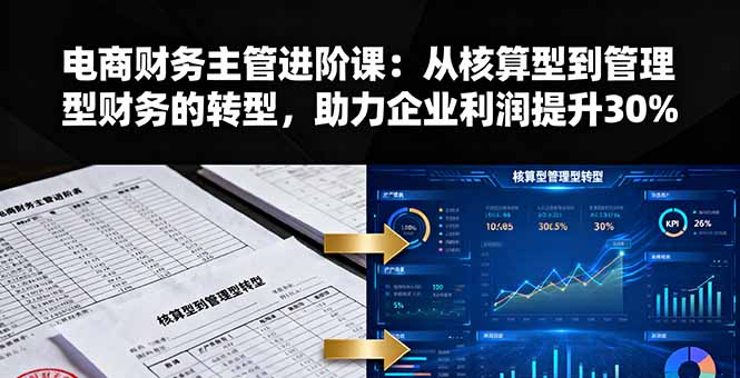 电商财务主管进阶课:从核算型到管理型财务的转型,助力企业利润提升30%-猴哥VIP资源站