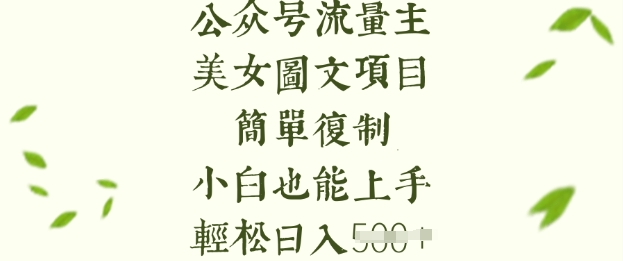 流量主长期收益项目，美女图片简单复制，小白也能上手，轻松日入5张-猴哥VIP资源站