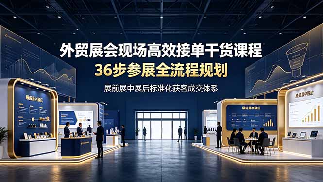 外贸展会现场高效接单干货课程，36步参展全流程规划，展前展中展后标准化获客成交体系-猴哥VIP资源站