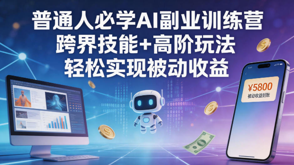 普通人必学AI副业训练营跨界技能+高阶玩法轻松实现被动收益-猴哥VIP资源站