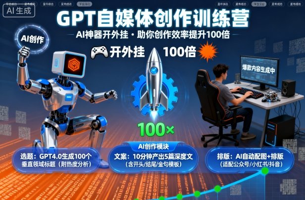 GPT自媒体创作训练营:AI神器开外挂,助你创作效率提升100倍-猴哥VIP资源站