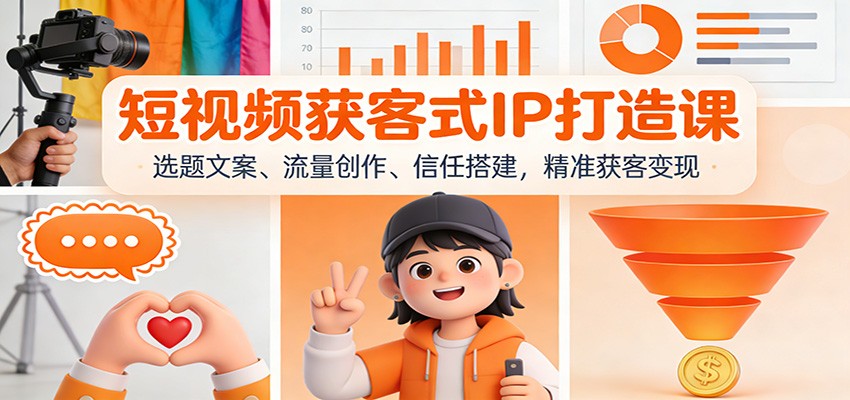 短视频获客式IP打造课：选题文案、流量创作、信任搭建，精准获客变现-猴哥VIP资源站