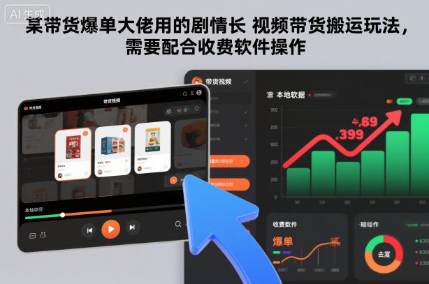 某带货爆单大佬用的剧情长视频带货搬运玩法，需要配合收费软件操作-猴哥VIP资源站