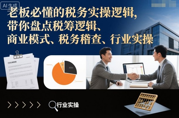老板必懂的税务实操逻辑,带你盘点税筹逻辑、商业模式、税务稽查、行业实操-猴哥VIP资源站