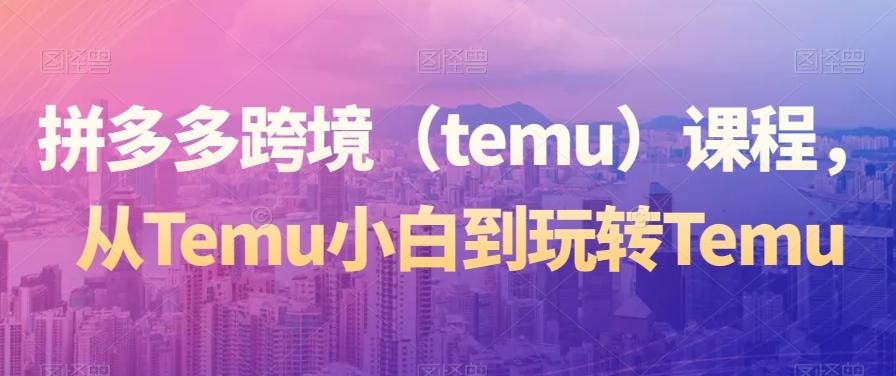 拼多多跨境(temu)课程,从Temu小白到玩转Temu-猴哥VIP资源站