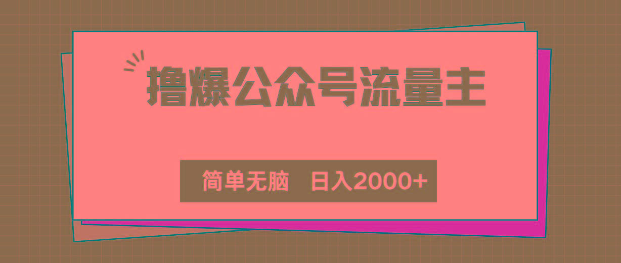 撸爆公众号流量主，简单无脑，单日变现2000+-猴哥VIP资源站