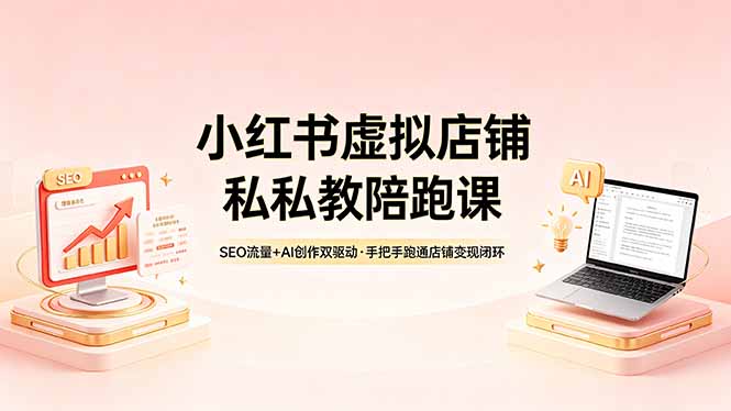 小红书虚拟店铺私教陪跑课，SEO流量+AI创作双驱动，手把手跑通店铺变现闭环-猴哥VIP资源站