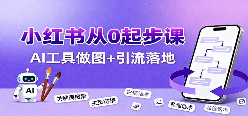 小红书引流从0起步，养号、内容发布、运营、AI工具做图，引流落地-猴哥VIP资源站