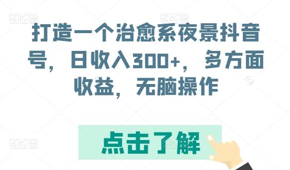 打造一个治愈系夜景抖音号,日收入300+,多方面收益,无脑操作【揭秘】-猴哥VIP资源站