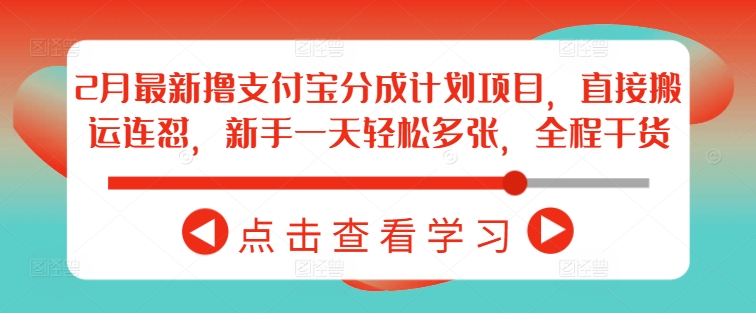 2月最新撸支付宝分成计划项目，直接搬运连怼，新手一天轻松多张，全程干货-猴哥VIP资源站