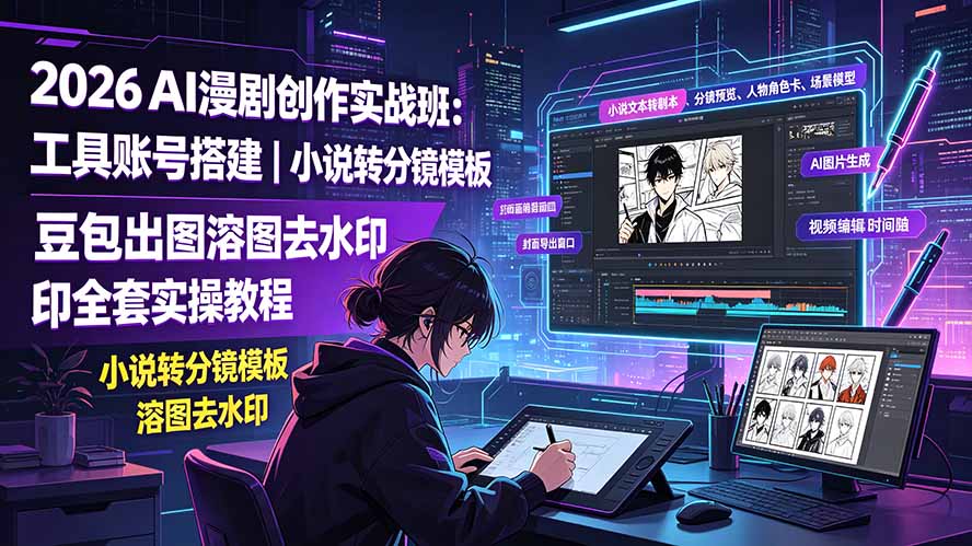 2026AI漫剧创作实战：豆包出图溶图去水印·分镜模板·零基础全套实操-猴哥资源站
