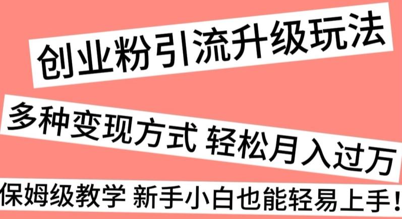 创业粉引流升级玩法,多种变现方式轻松月入过万,保姆级教学新手小白也能轻易上手!