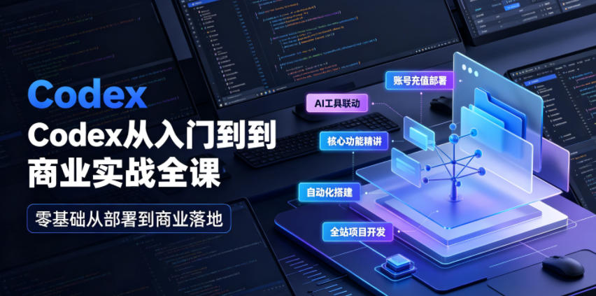 Codex从入门到商业实战全课｜账号充值部署、AI工具联动、核心功能精讲、自动化搭建、全站项目开发零基础教程-猴哥VIP资源站