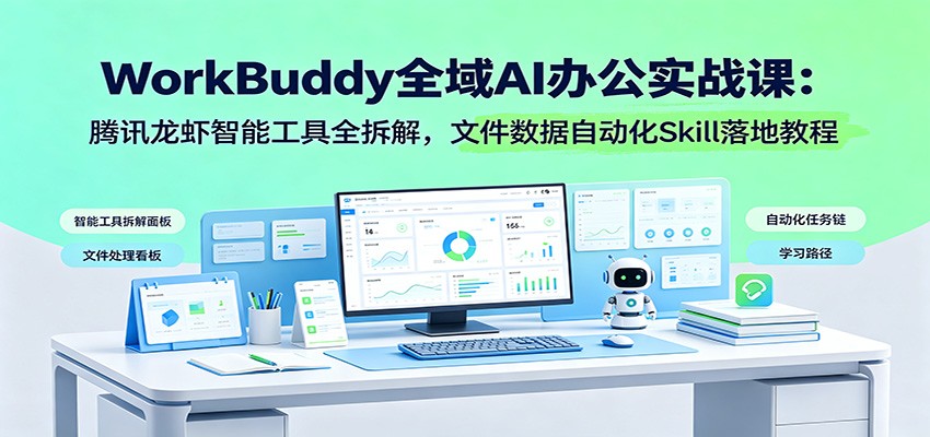 WorkBuddy全域AI办公实战课:腾讯龙虾智能工具全拆解,文件数据自动化Skill落地教程-猴哥VIP资源站