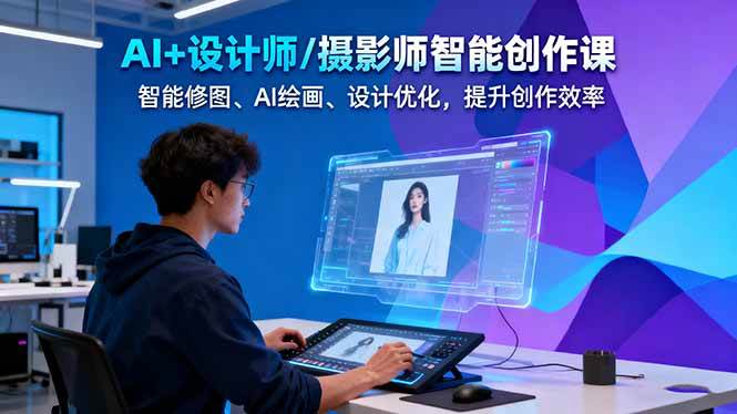 AI+设计师/摄影师智能创作课：智能修图、AI绘画、设计优化，提升创作效率-猴哥VIP资源站
