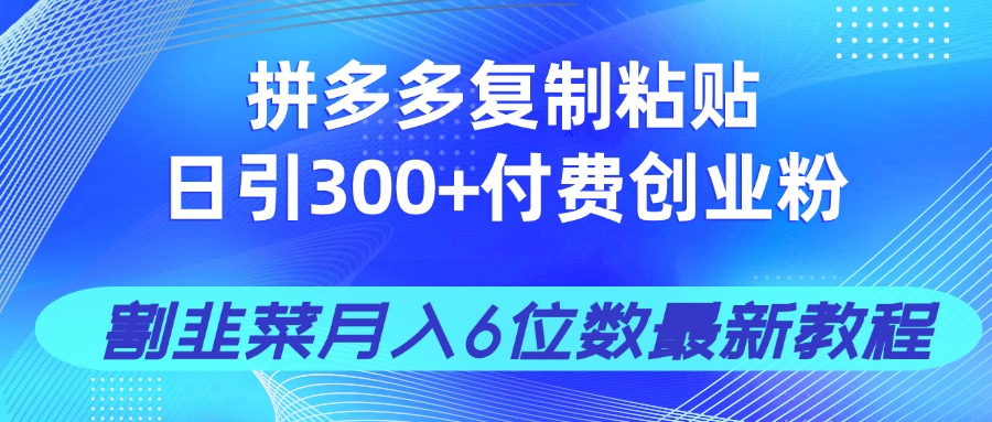 拼多多复制粘贴日引300+付费创业粉，割韭菜月入6位数最新教程！-猴哥VIP资源站