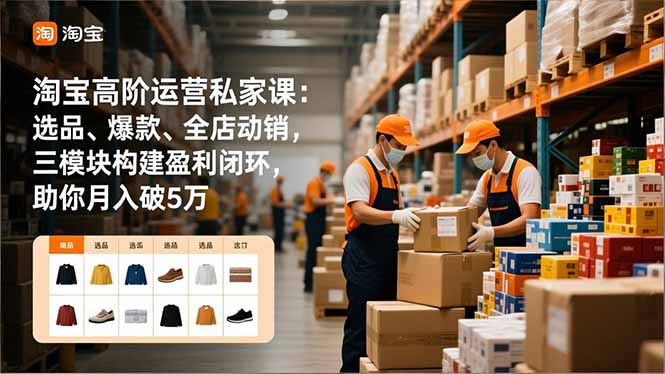 淘宝高阶运营私家课：选品、爆款、全店动销，三模块构建盈利闭环，助你月入破5万(更新12月-猴哥VIP资源站